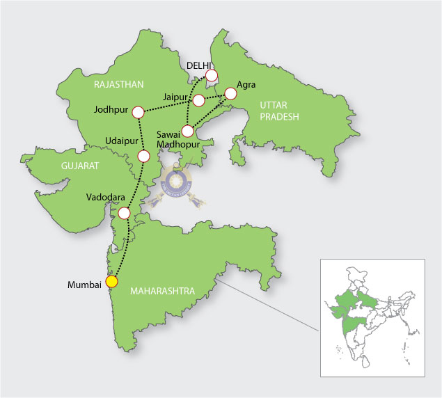 Indian Sojourn Tour Route Map