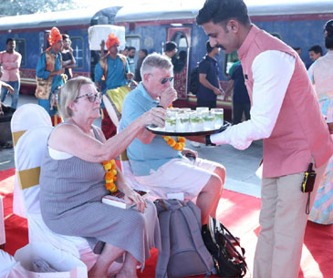 guests waiting at Station for Deccan Odyssey Departure