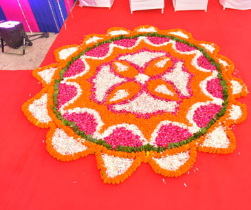 Rangoli Decoration on Indian Odyssey Departure at Delhi station